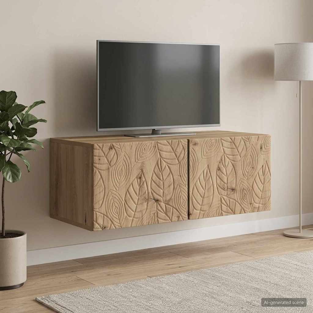 vidaXL Стенно монтиран ТВ шкаф 98 x 41 x 30 см Дъб артизан