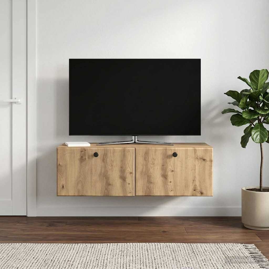 vidaXL Стенно монтиран ТВ шкаф 98 x 41 x 30 см Дъб артизан