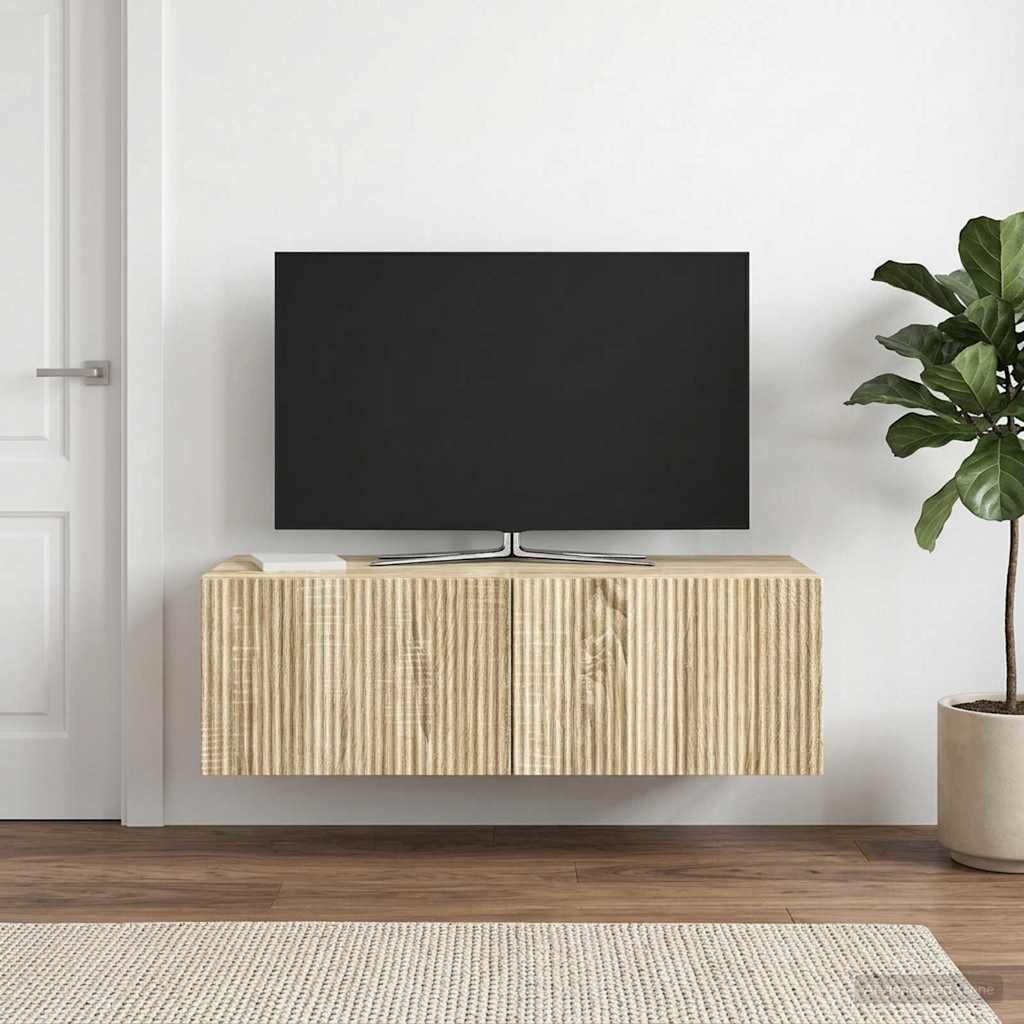 vidaXL Стенно монтиран ТВ шкаф 98 x 41 x 30 см Дъб сонома