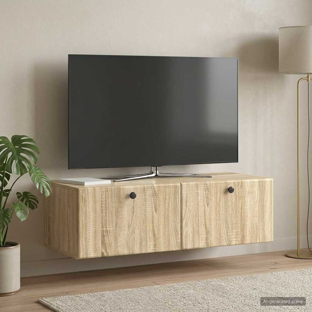 vidaXL Стенно монтиран ТВ шкаф 98 x 41 x 30 см Дъб сонома