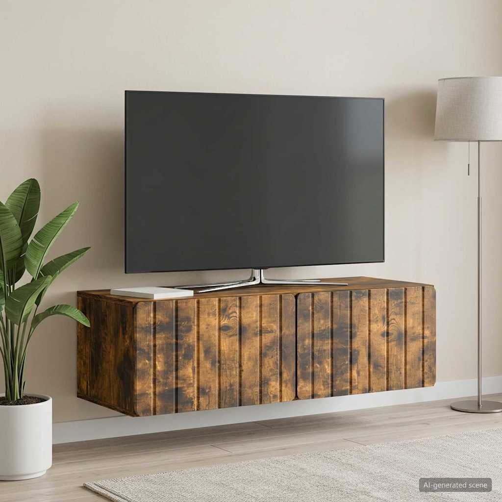 vidaXL Стенно монтиран ТВ шкаф 98 x 41 x 30 см Опушен дъб