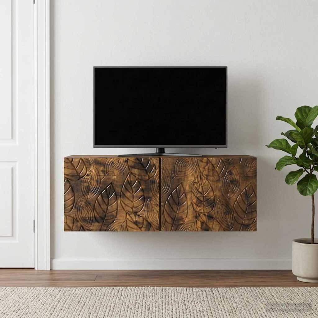 vidaXL Стенно монтиран ТВ шкаф 98 x 41 x 30 см Опушен дъб