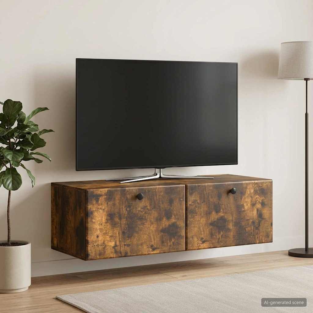 vidaXL Стенно монтиран ТВ шкаф 98 x 41 x 30 см Опушен дъб