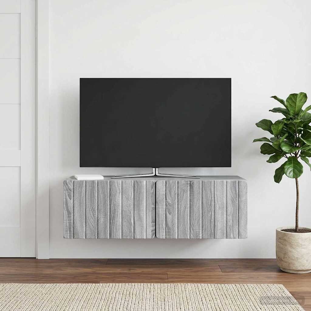 vidaXL Стенно монтиран ТВ шкаф 98 x 41 x 30 см Сив Сонома