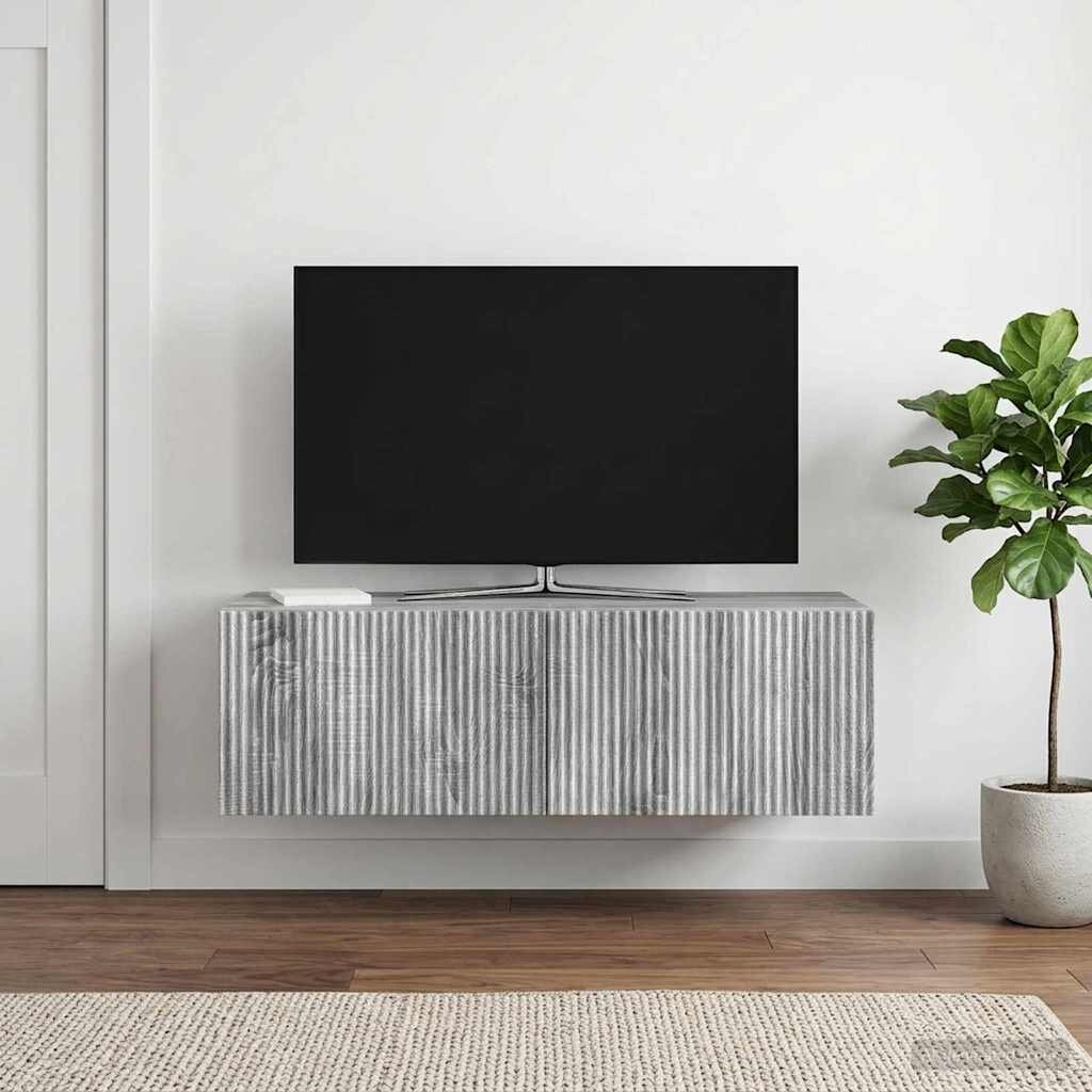 vidaXL Стенно монтиран ТВ шкаф 98 x 41 x 30 см Сива сонома