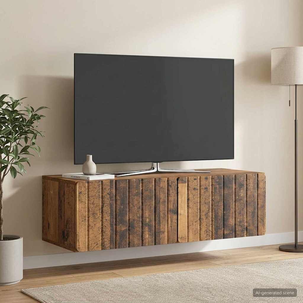 vidaXL Стенно монтиран ТВ шкаф 98 x 41 x 30 см Старо дърво