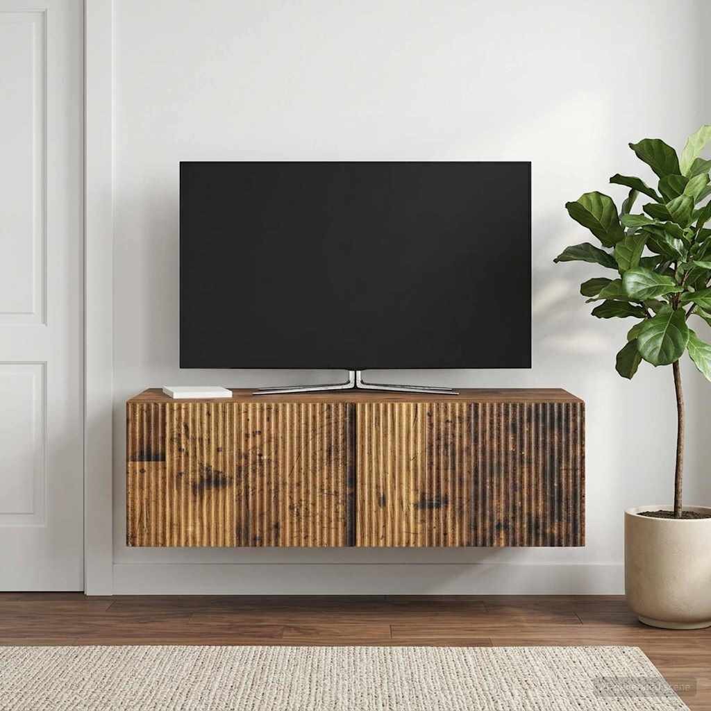 vidaXL Стенно монтиран ТВ шкаф 98 x 41 x 30 см Старо дърво