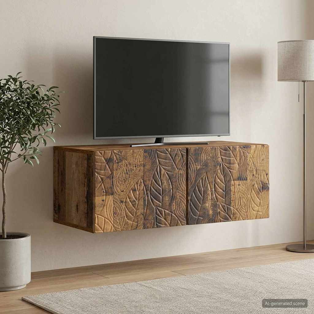 vidaXL Стенно монтиран ТВ шкаф 98 x 41 x 30 см Старо дърво