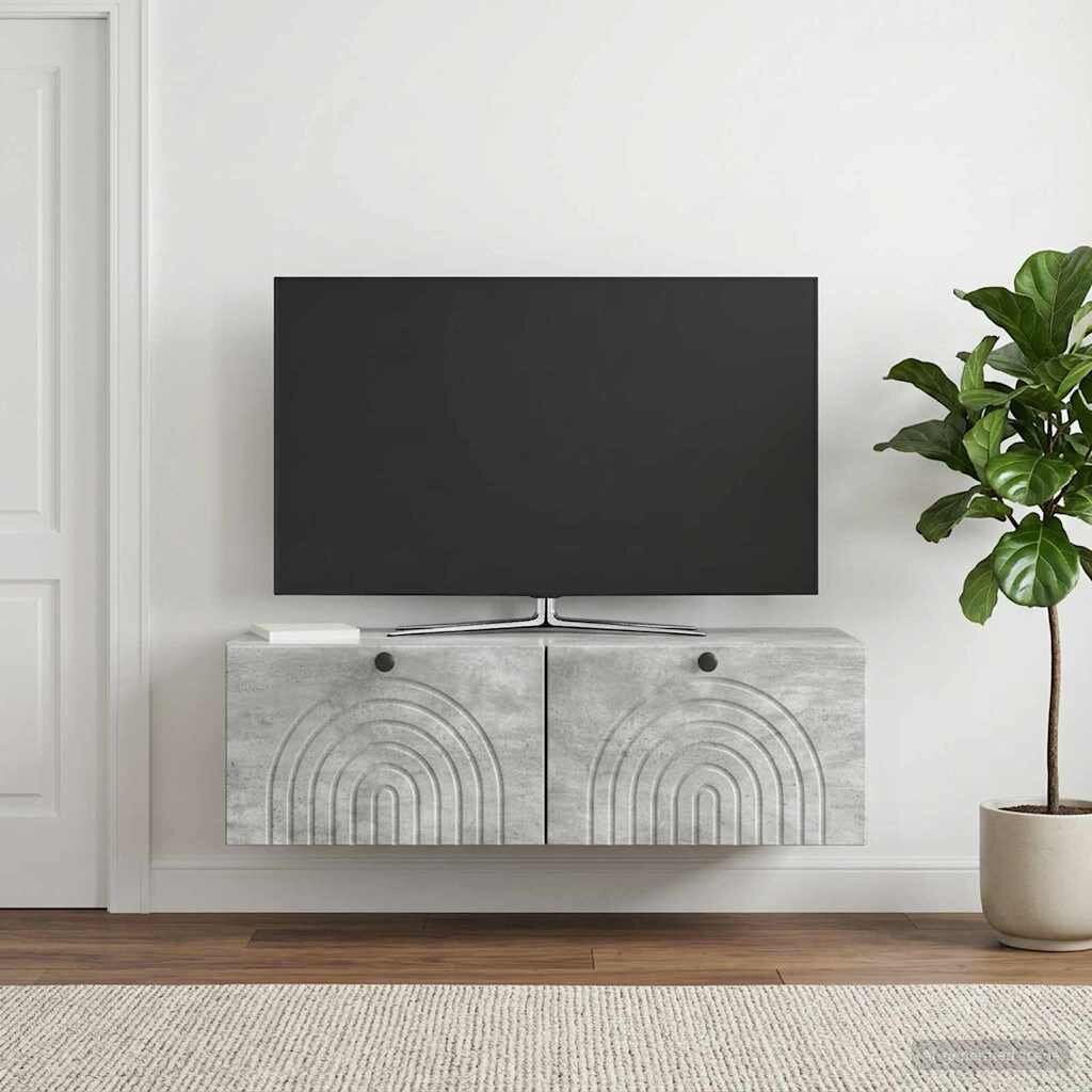 vidaXL Стенно монтиран ТВ шкаф 99 x 41 x 30 cm Бетонно сиво