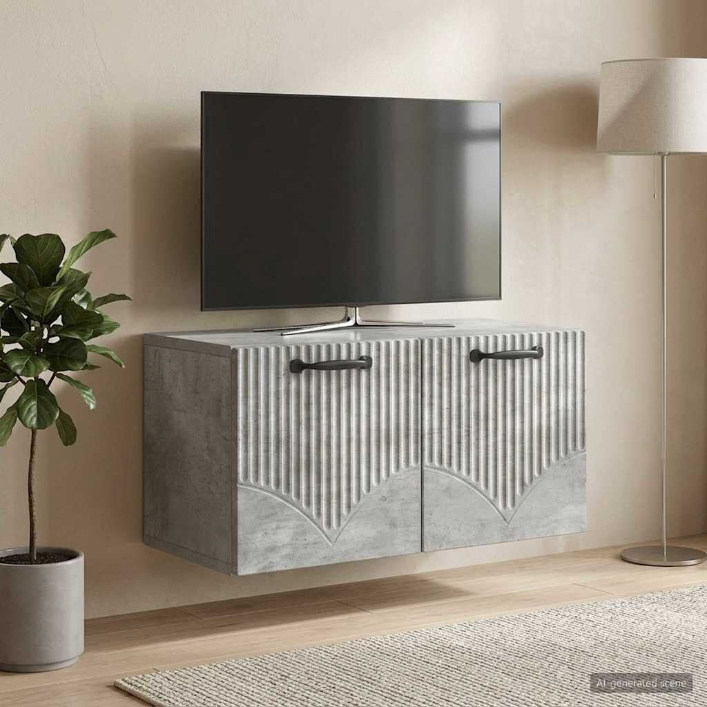vidaXL Стенно монтиран ТВ шкаф Бетонно сиво 595 x 31 x 30 см