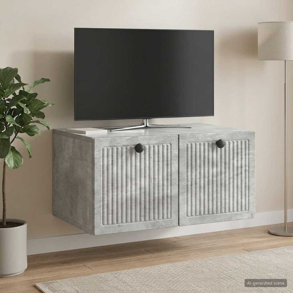 vidaXL Стенно монтиран ТВ шкаф Бетонно сиво 595 x 41 x 30 см
