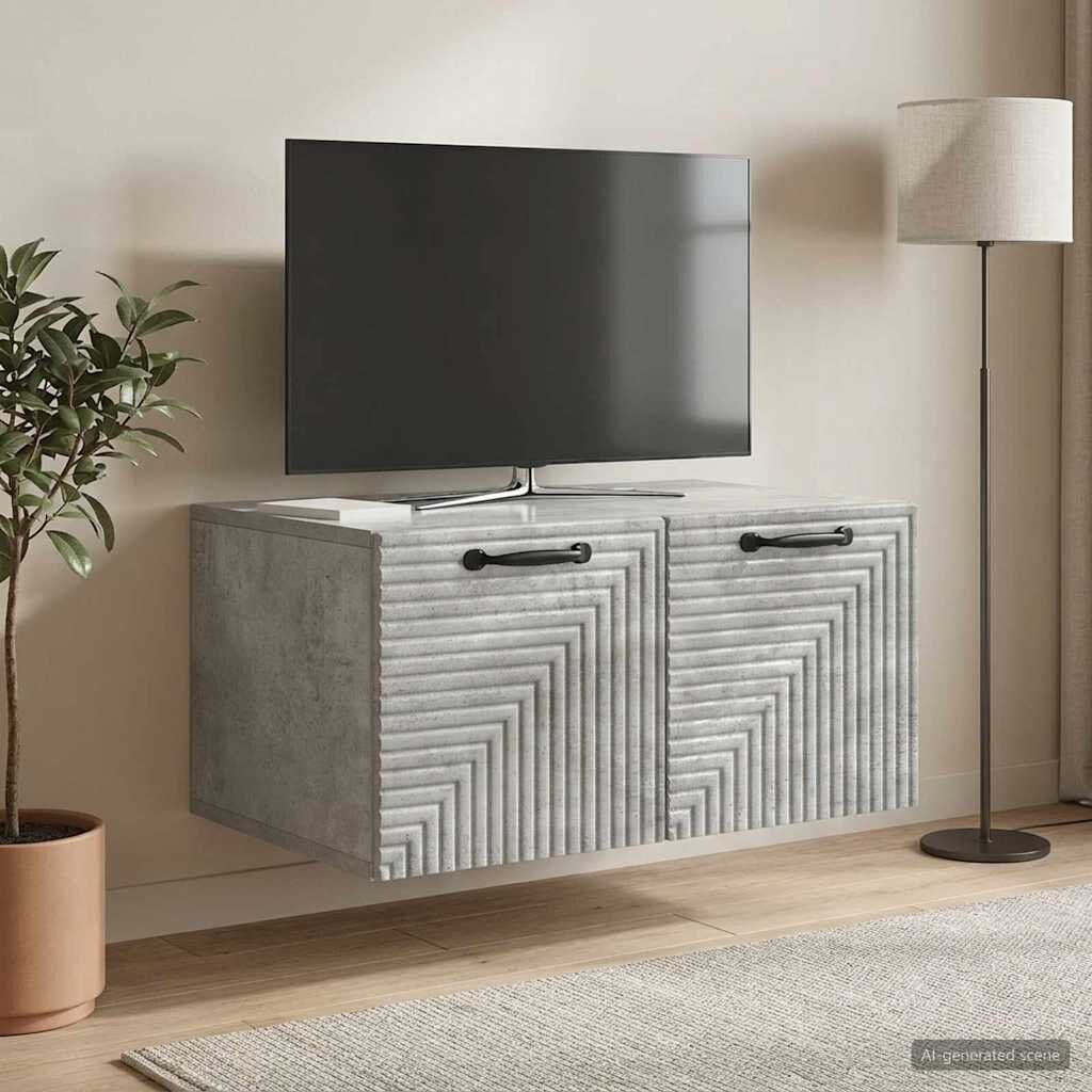 vidaXL Стенно монтиран ТВ шкаф Бетонно сиво 595 x 41 x 30 см