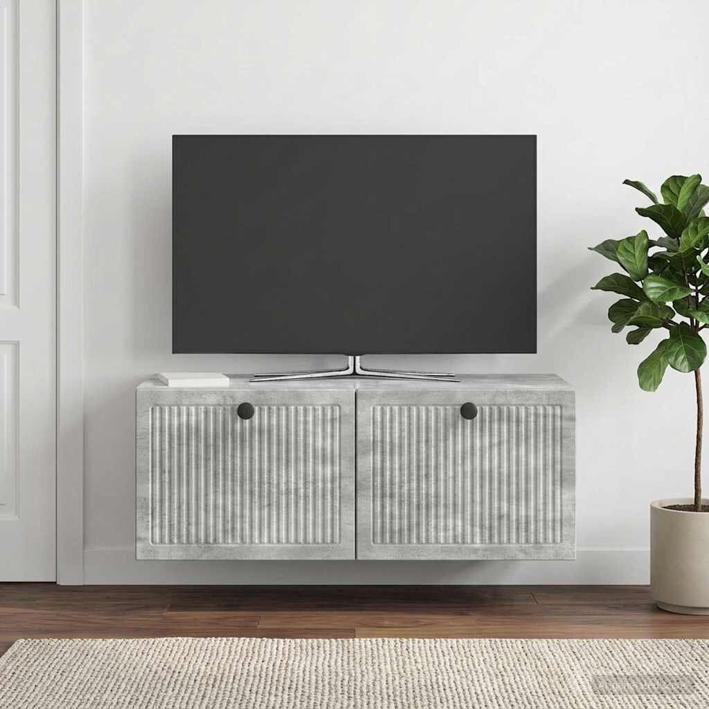 vidaXL Стенно монтиран ТВ шкаф Бетонно сиво 785 x 31 x 30 см