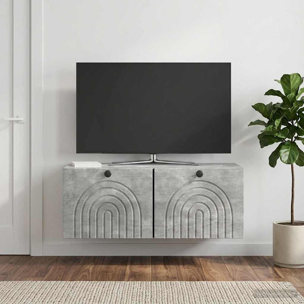 vidaXL Стенно монтиран ТВ шкаф Бетонно сиво 785 x 31 x 30 см