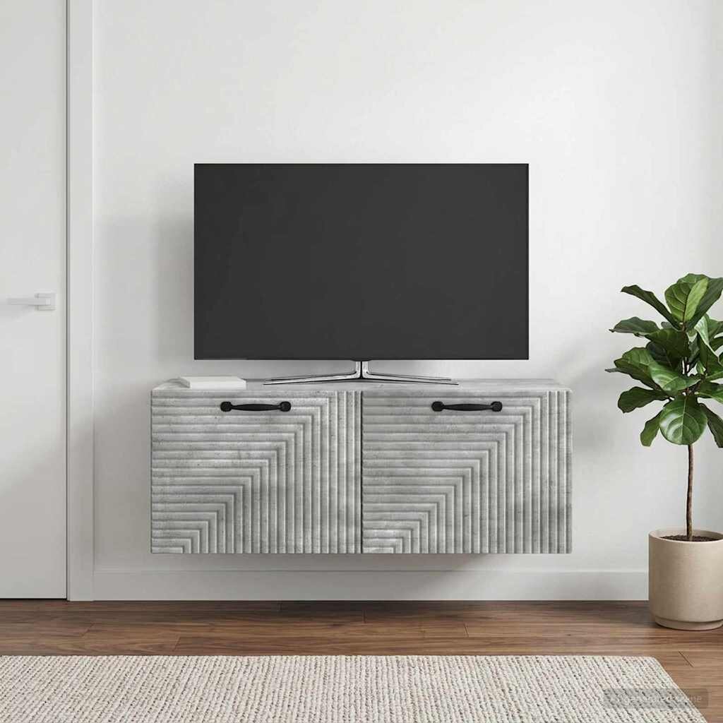 vidaXL Стенно монтиран ТВ шкаф Бетонно сиво 785 x 31 x 30 см