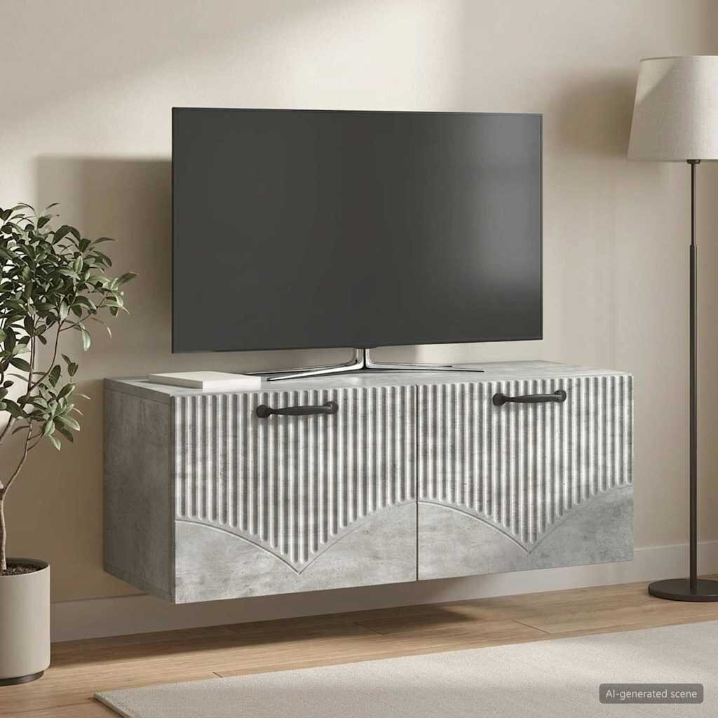vidaXL Стенно монтиран ТВ шкаф Бетонно сиво 785 x 31 x 30 см