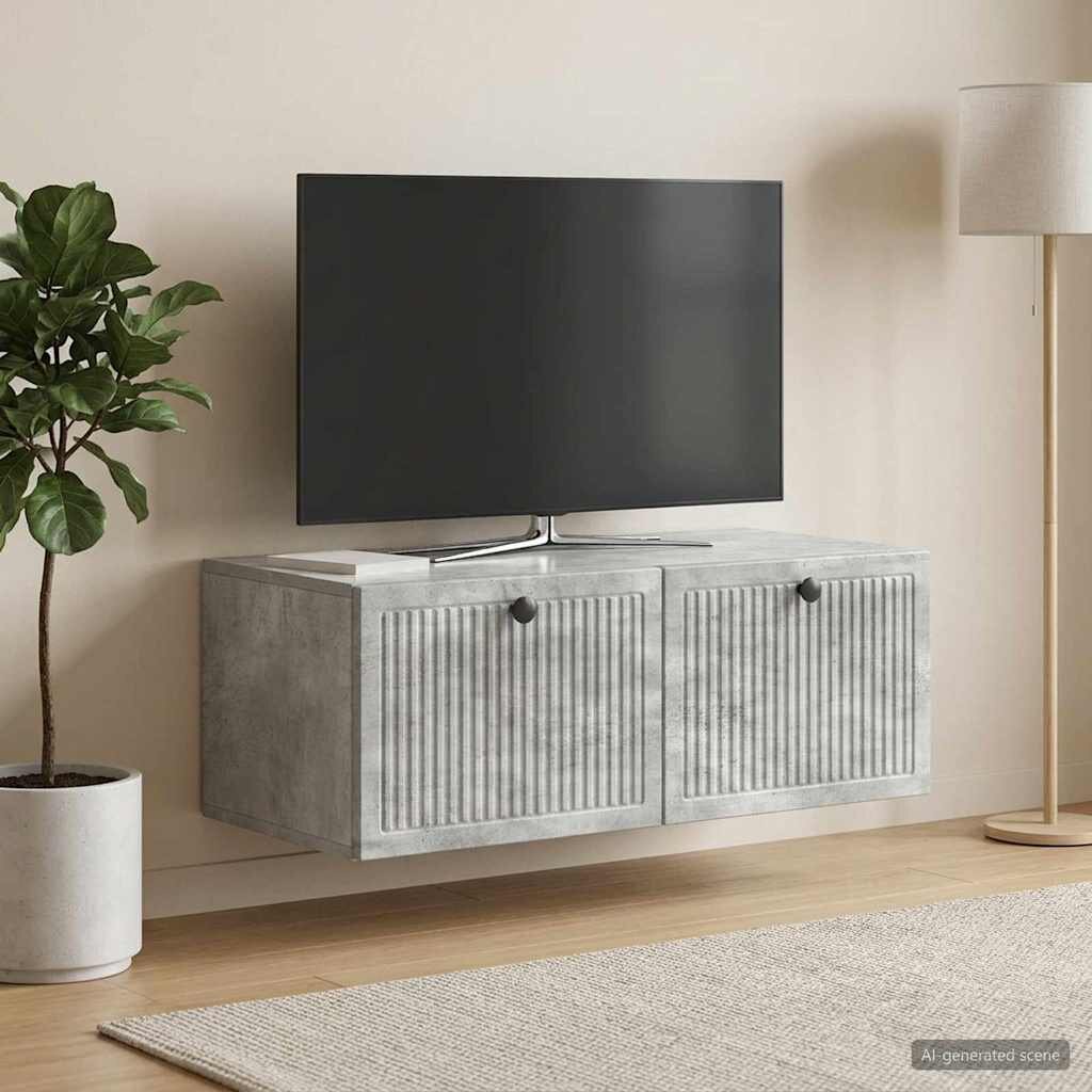 vidaXL Стенно монтиран ТВ шкаф Бетонно сиво 785 x 41 x 30 см