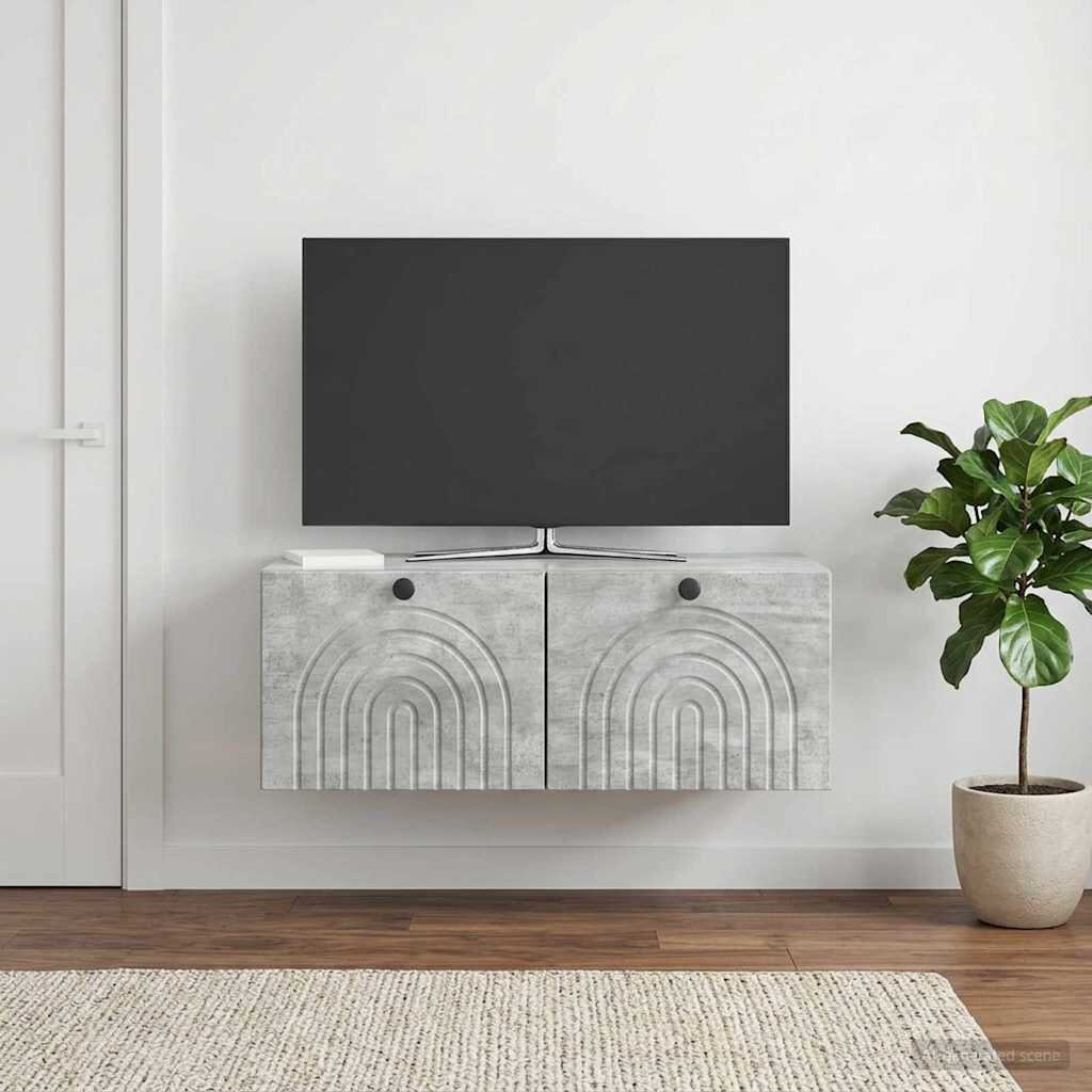 vidaXL Стенно монтиран ТВ шкаф Бетонно сиво 785 x 41 x 30 см