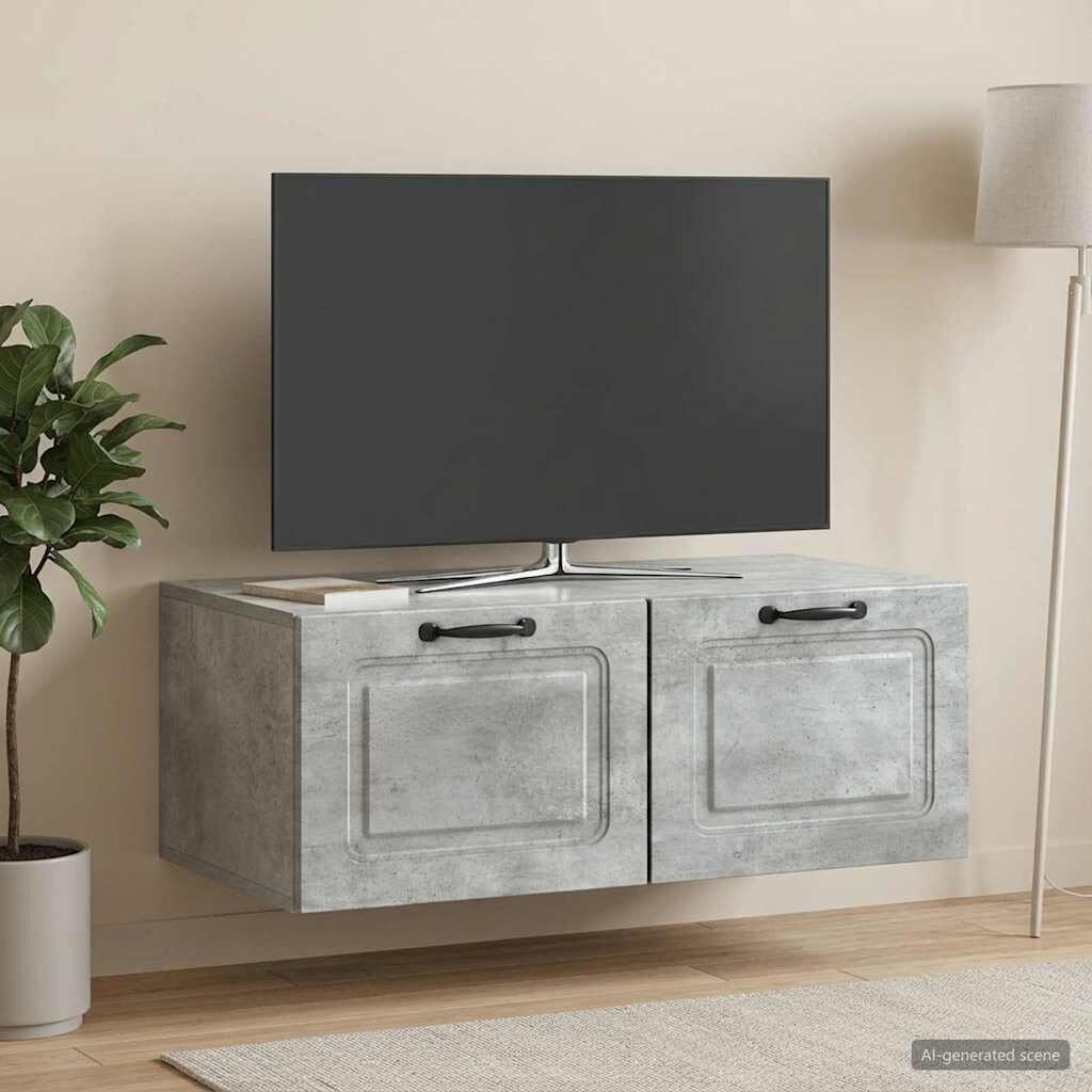 vidaXL Стенно монтиран ТВ шкаф Бетонно сиво 785 x 41 x 30 см