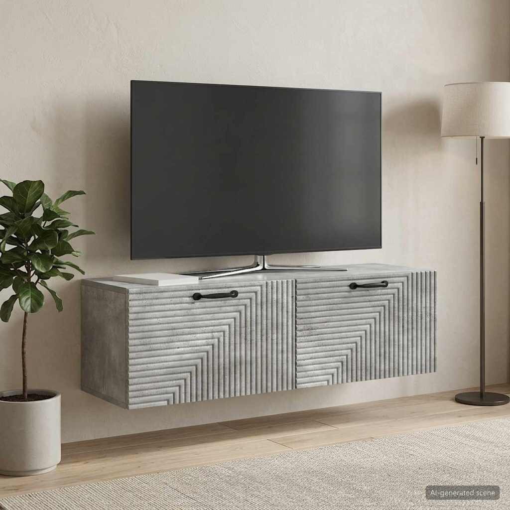 vidaXL Стенно монтиран ТВ шкаф Бетонно сиво 98 x 31 x 30 см