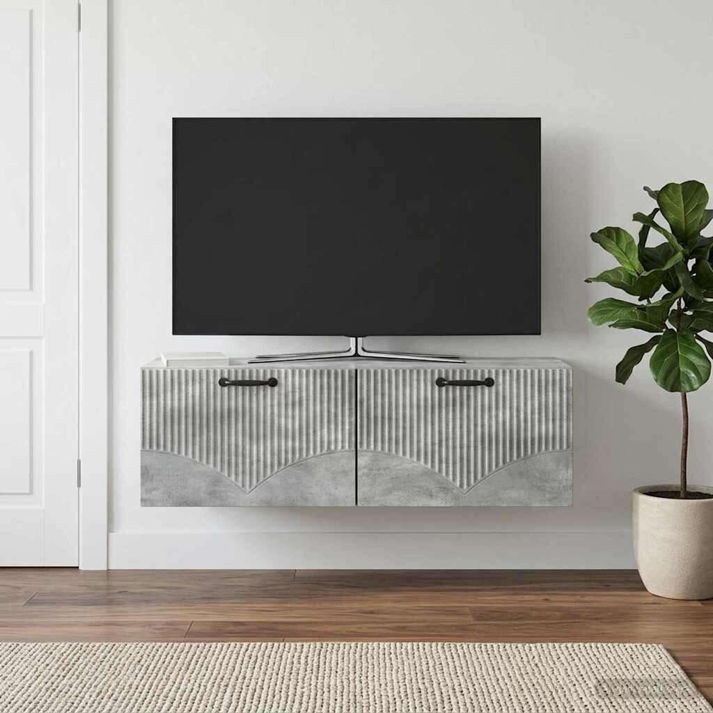 vidaXL Стенно монтиран ТВ шкаф Бетонно сиво 98 x 31 x 30 см