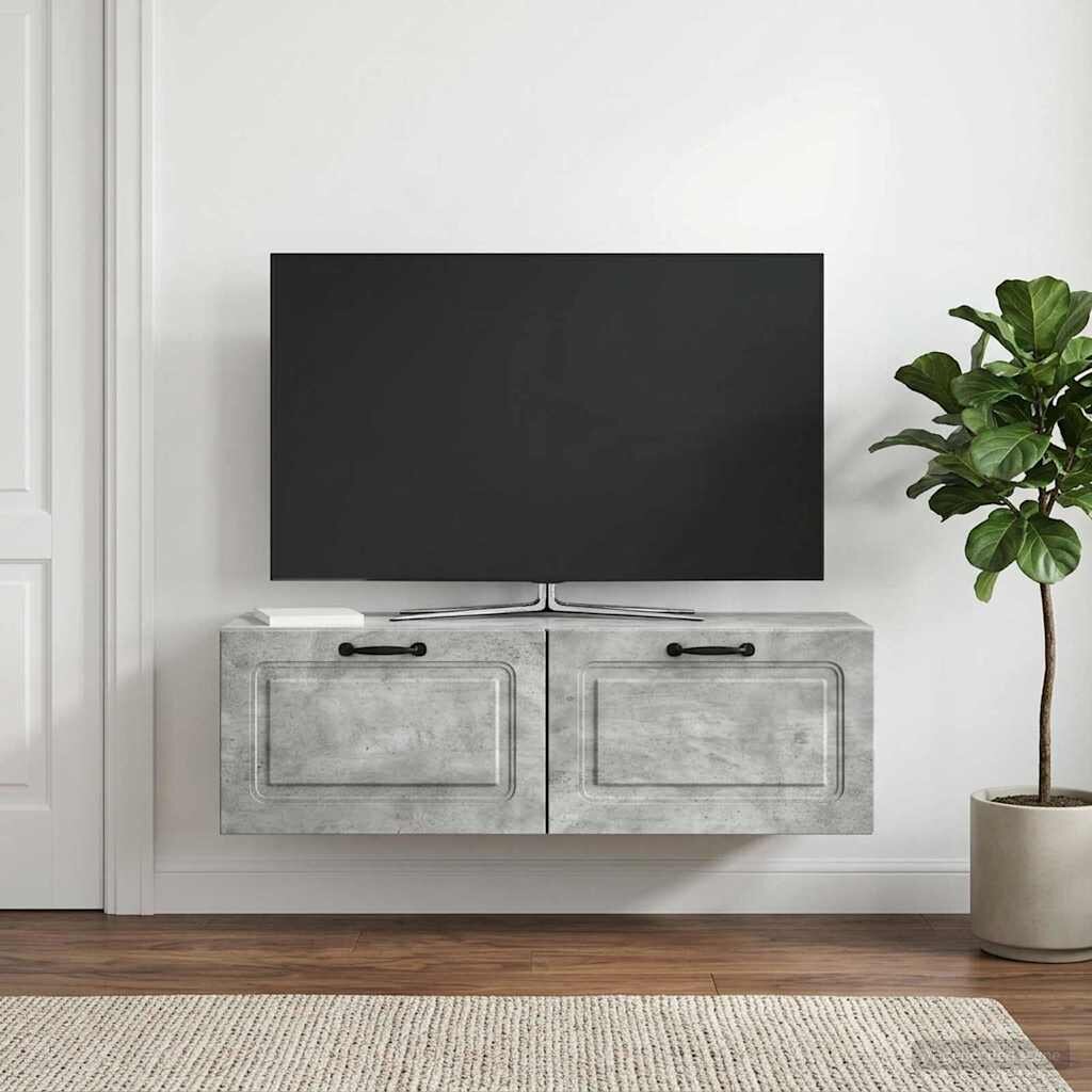 vidaXL Стенно монтиран ТВ шкаф Бетонно сиво 98 x 31 x 30 см