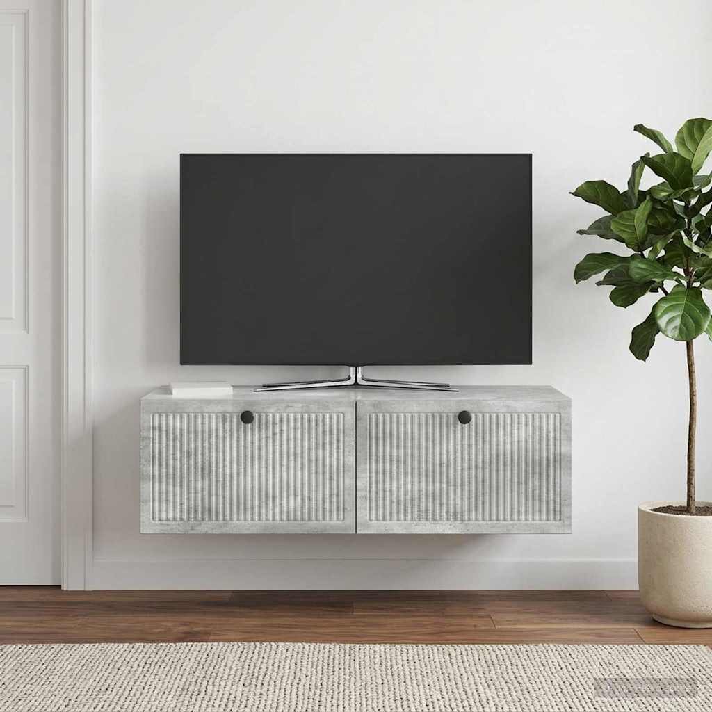 vidaXL Стенно монтиран ТВ шкаф Бетонно сиво 98 x 41 x 30 см
