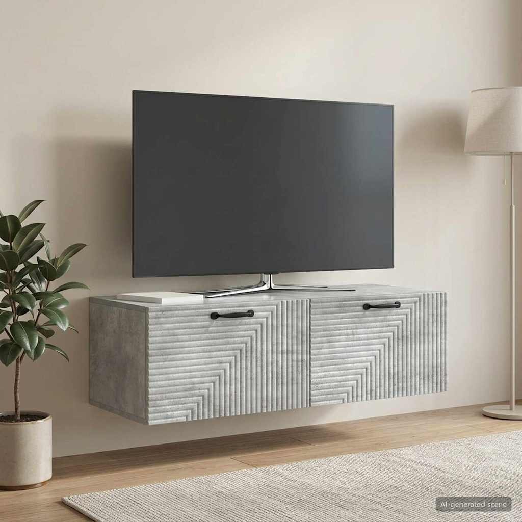 vidaXL Стенно монтиран ТВ шкаф Бетонно сиво 98 x 41 x 30 см