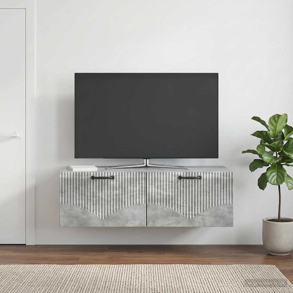 vidaXL Стенно монтиран ТВ шкаф Бетонно сиво 98 x 41 x 30 см