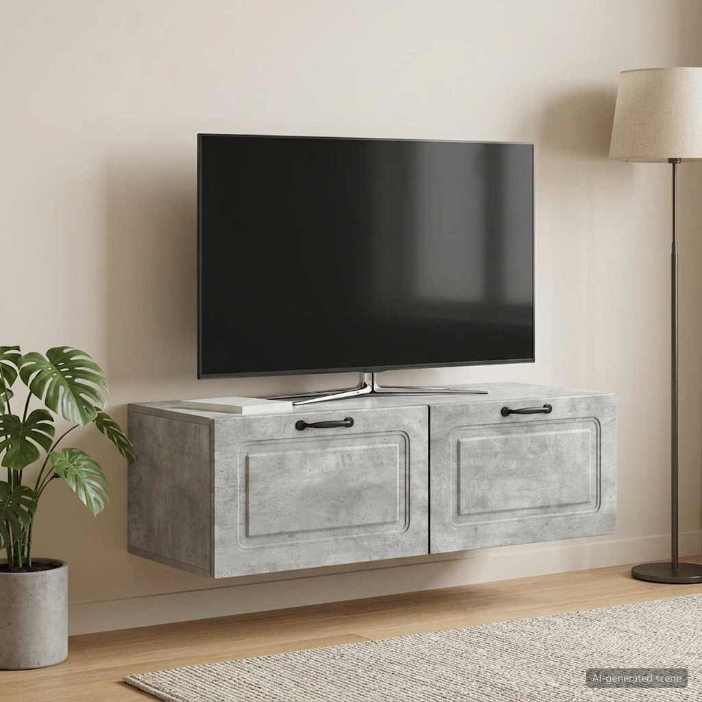 vidaXL Стенно монтиран ТВ шкаф Бетонно сиво 98 x 41 x 30 см