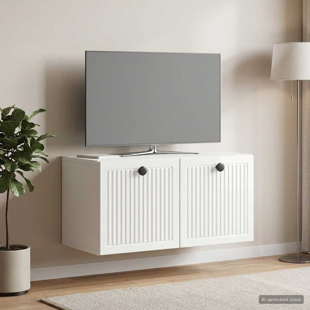vidaXL Стенно монтиран ТВ шкаф Бял гланц 595 x 31 x 30 см