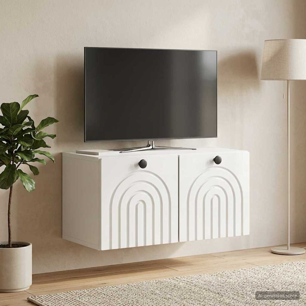 vidaXL Стенно монтиран ТВ шкаф Бял гланц 595 x 31 x 30 см
