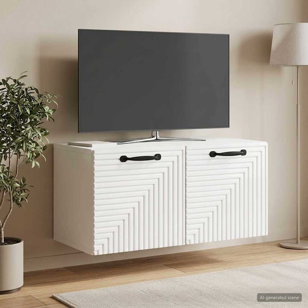 vidaXL Стенно монтиран ТВ шкаф Бял гланц 595 x 31 x 30 см