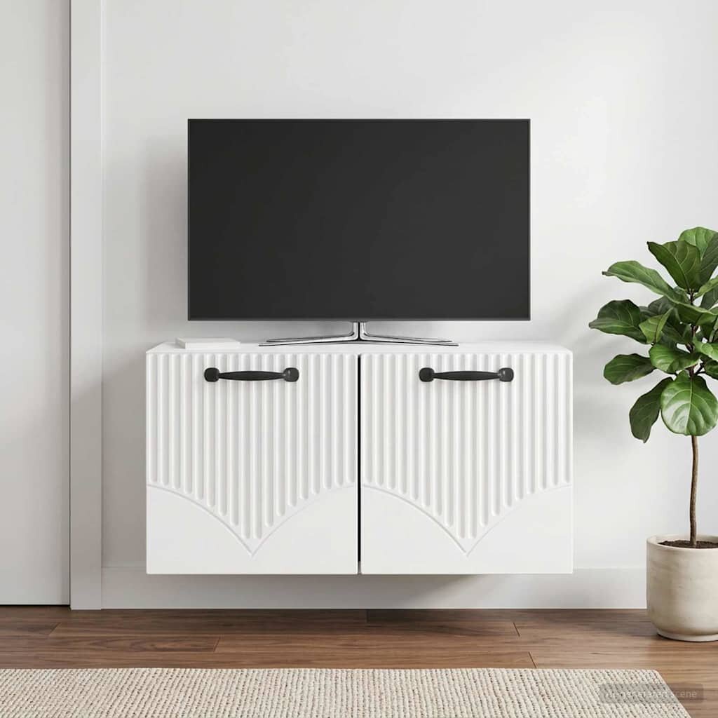 vidaXL Стенно монтиран ТВ шкаф Бял гланц 595 x 31 x 30 см