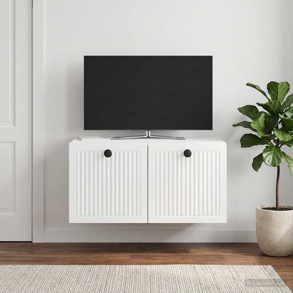 vidaXL Стенно монтиран ТВ шкаф Бял гланц 595 x 41 x 30 см