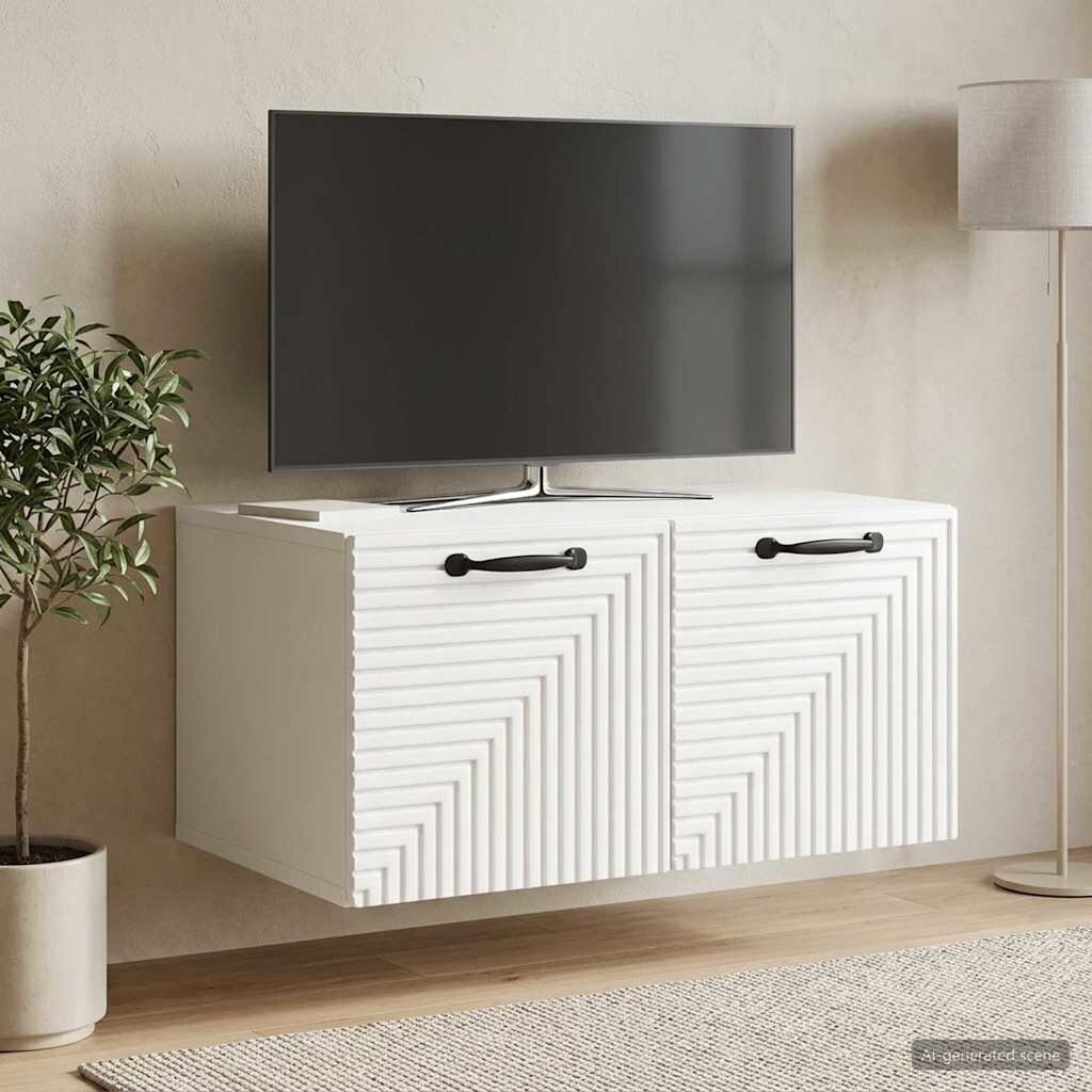 vidaXL Стенно монтиран ТВ шкаф Бял гланц 595 x 41 x 30 см