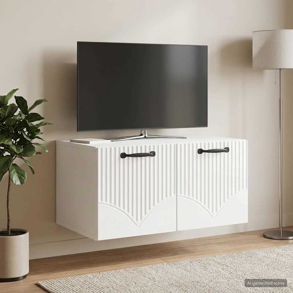 vidaXL Стенно монтиран ТВ шкаф Бял гланц 595 x 41 x 30 см