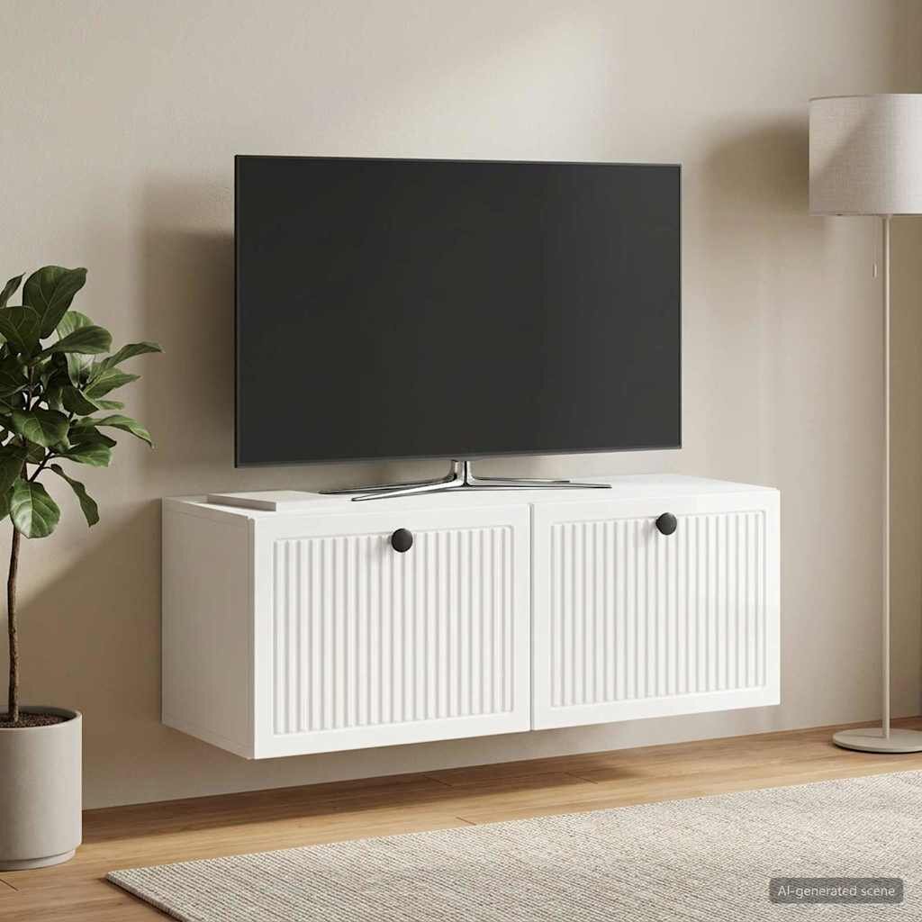 vidaXL Стенно монтиран ТВ шкаф Бял гланц 785 x 31 x 30 см