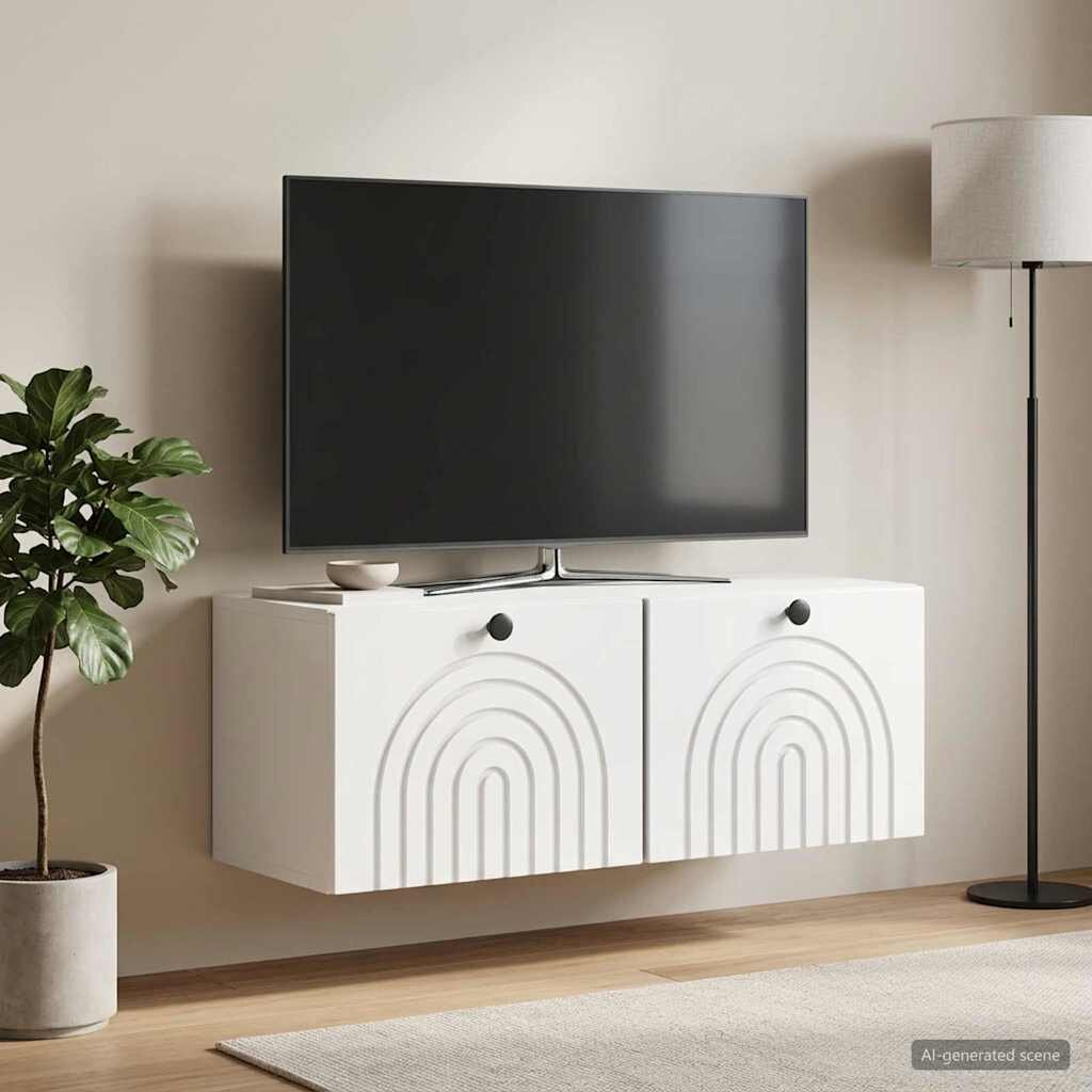 vidaXL Стенно монтиран ТВ шкаф Бял гланц 785 x 31 x 30 см