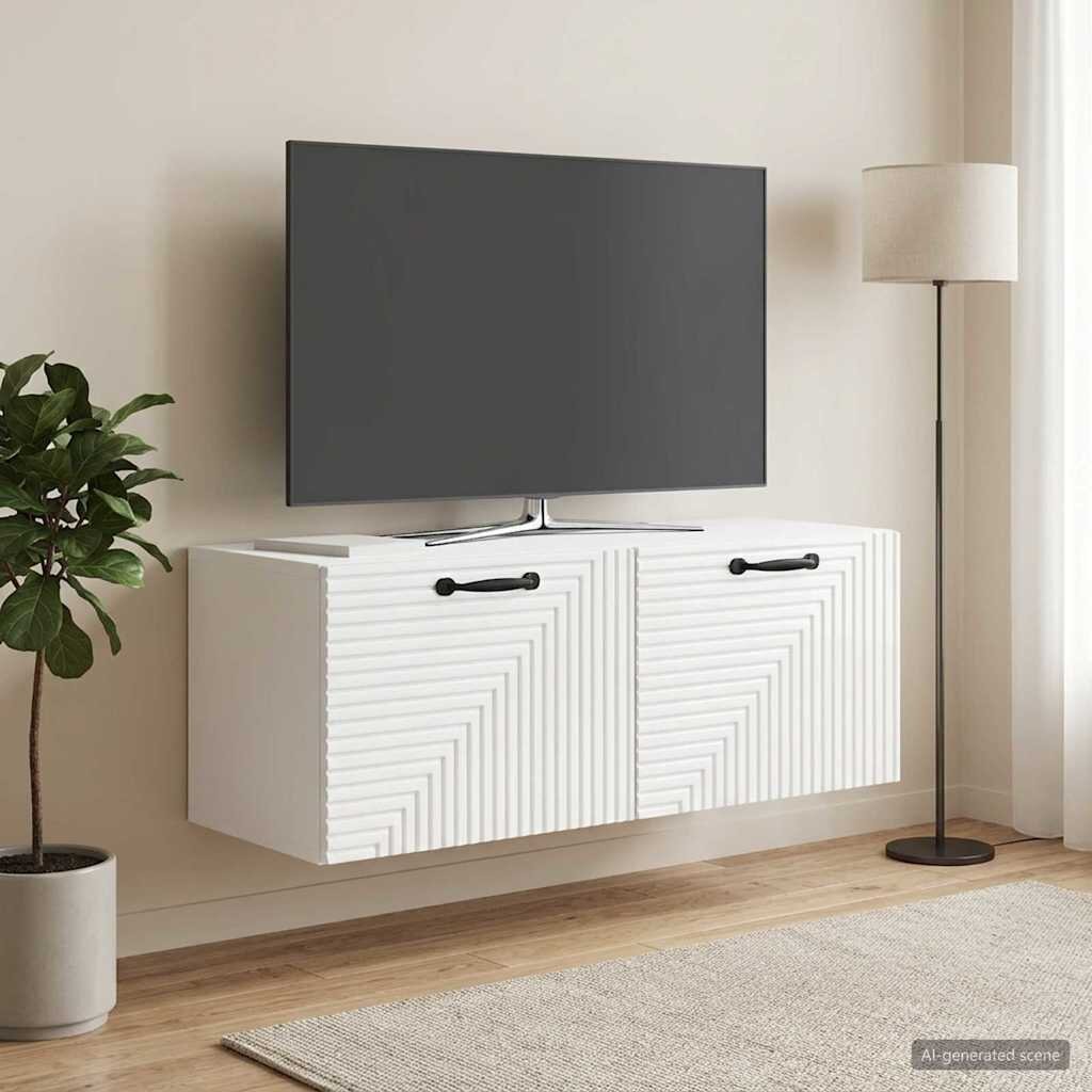 vidaXL Стенно монтиран ТВ шкаф Бял гланц 785 x 31 x 30 см