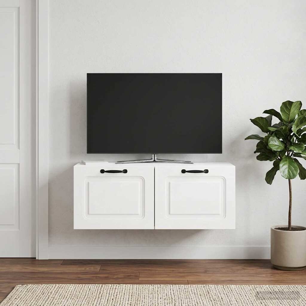 vidaXL Стенно монтиран ТВ шкаф Бял гланц 785 x 31 x 30 см
