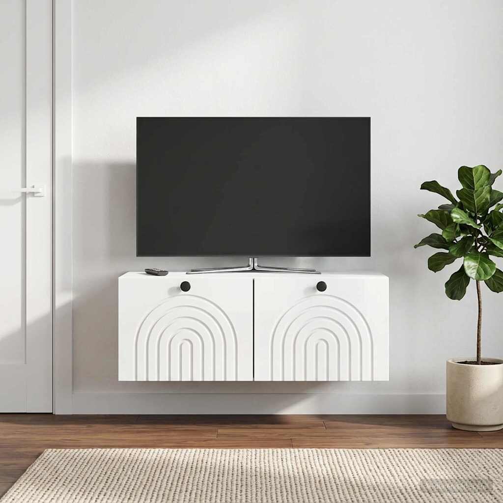 vidaXL Стенно монтиран ТВ шкаф Бял гланц 785 x 41 x 30 см