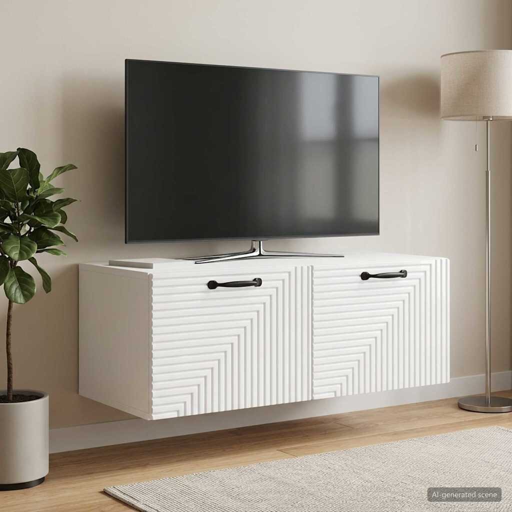 vidaXL Стенно монтиран ТВ шкаф Бял гланц 785 x 41 x 30 см