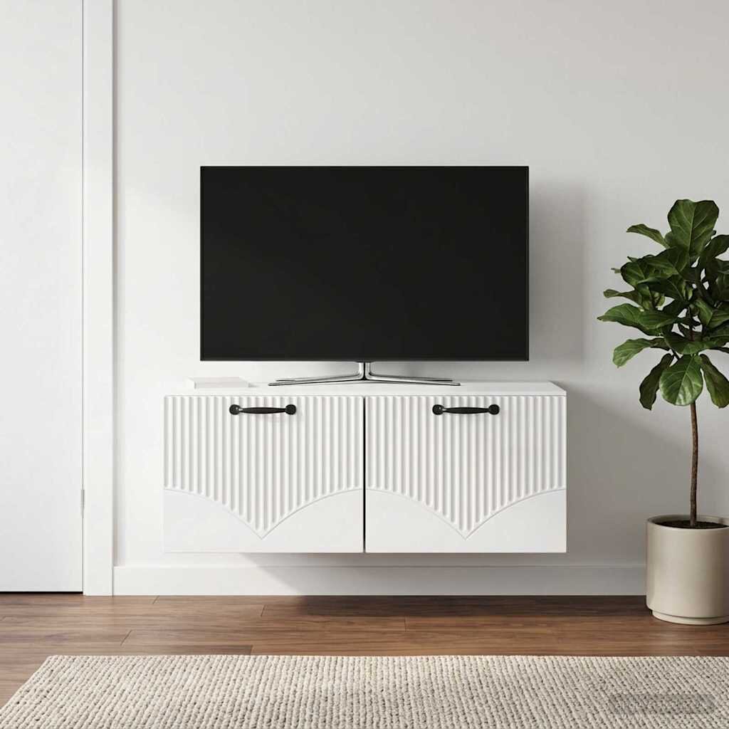 vidaXL Стенно монтиран ТВ шкаф Бял гланц 785 x 41 x 30 см