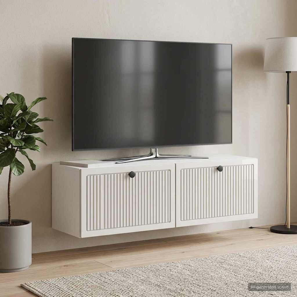vidaXL Стенно монтиран ТВ шкаф Бял гланц 98 x 31 x 30 см