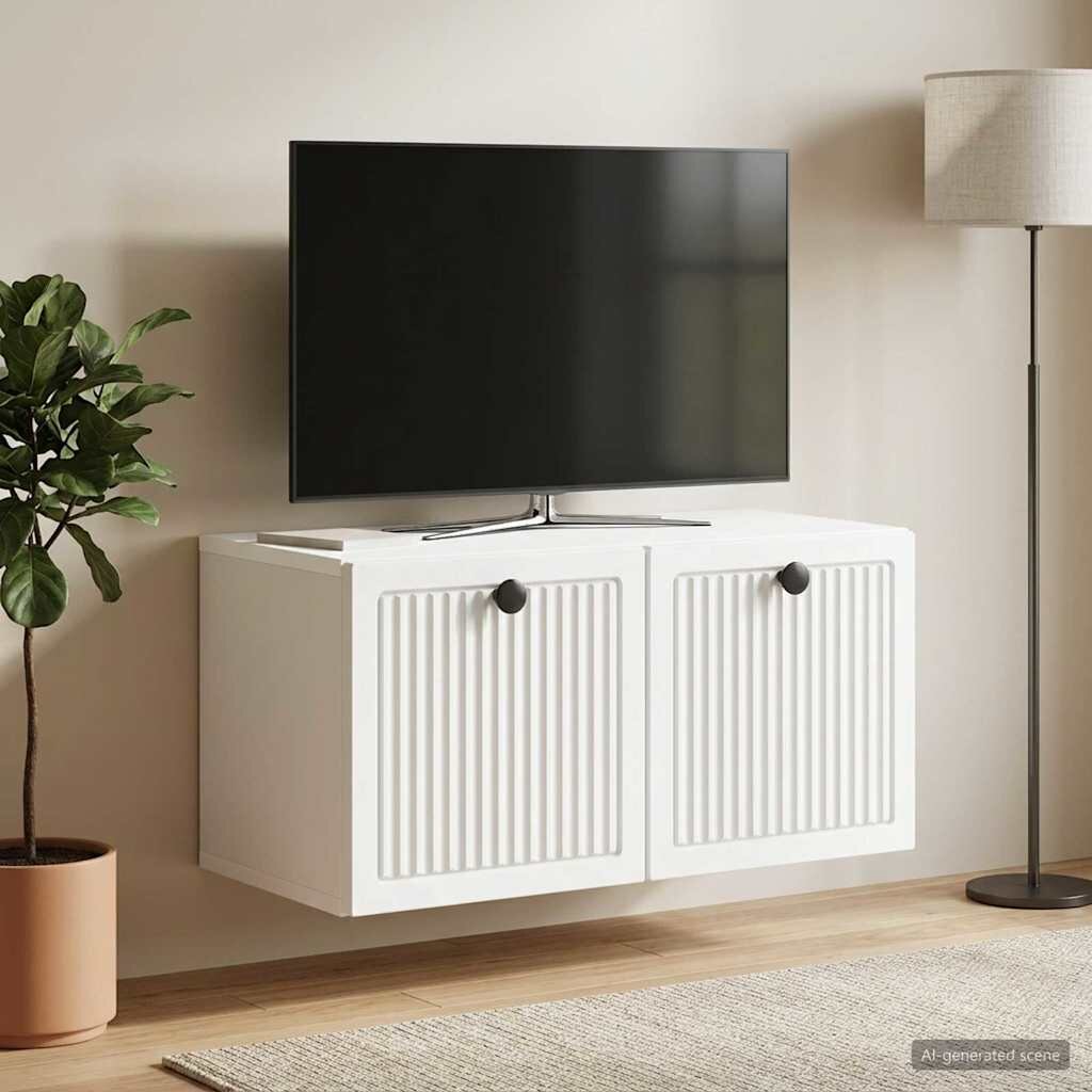 vidaXL Стенно монтиран ТВ шкаф Бяло 595 x 31 x 30 см
