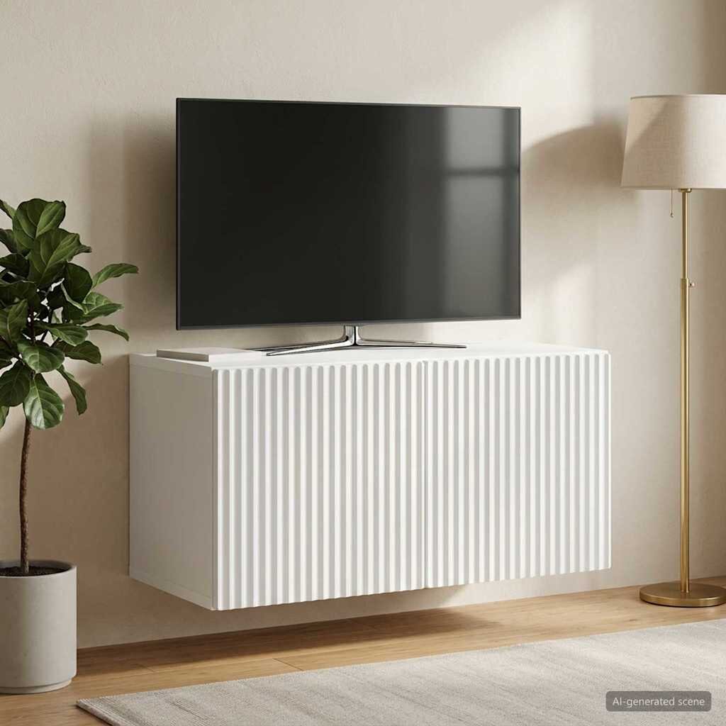 vidaXL Стенно монтиран ТВ шкаф Бяло 595 x 31 x 30 см