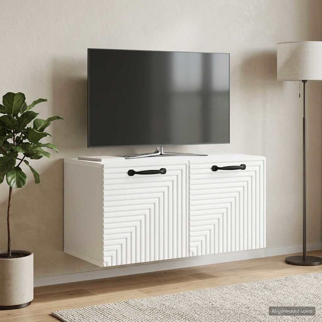 vidaXL Стенно монтиран ТВ шкаф Бяло 595 x 31 x 30 см