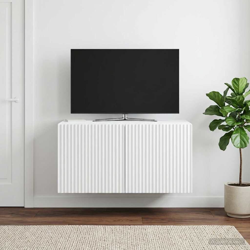 vidaXL Стенно монтиран ТВ шкаф Бяло 595 x 41 x 30 см