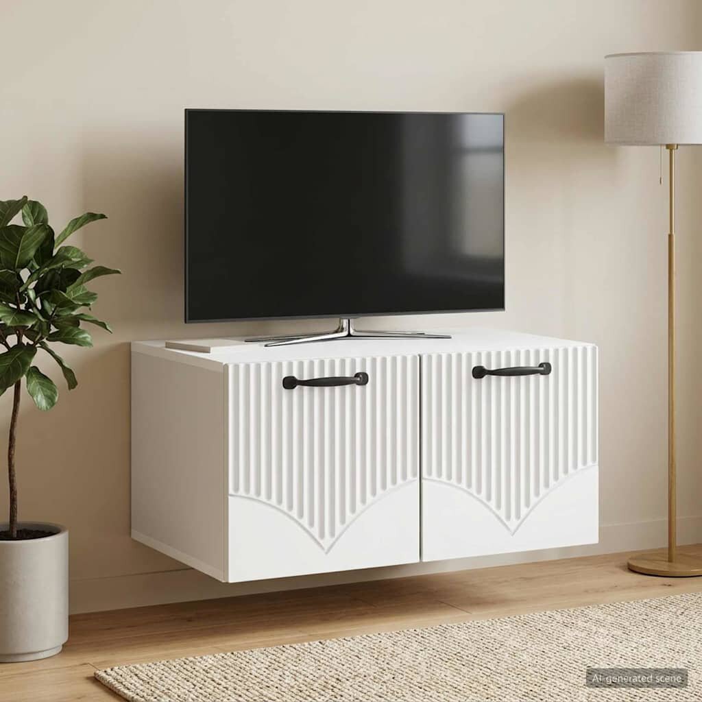 vidaXL Стенно монтиран ТВ шкаф Бяло 595 x 41 x 30 см